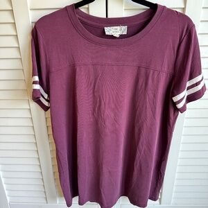 Maroon Striped Short Sleeve Tee